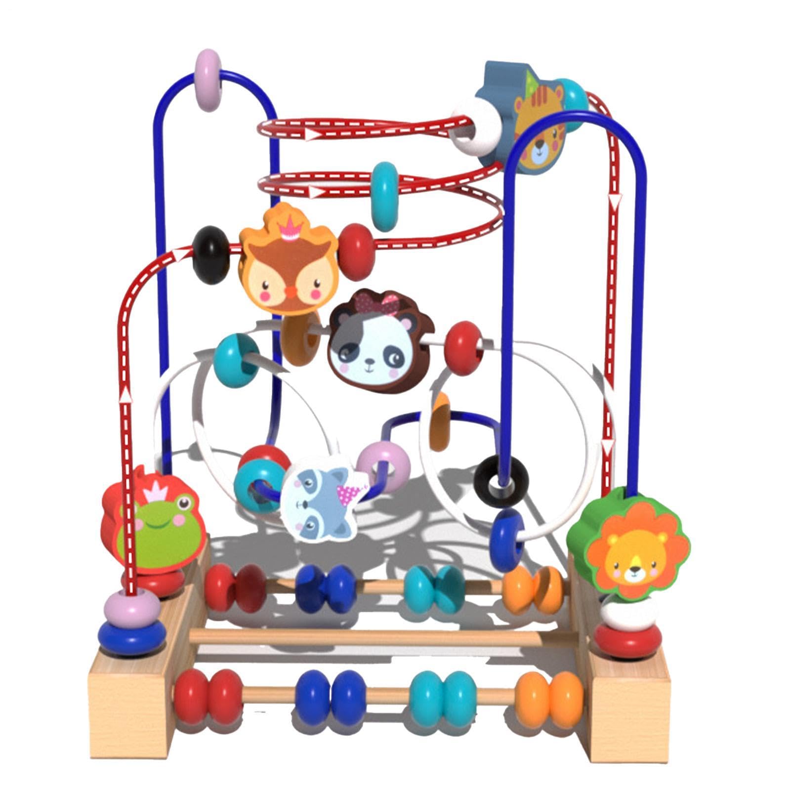 Kids Bead Maze Toy – 8.86 Inch Educational Activity Center | Wood Durable Learning Toy – Vibrant Animal Graphics Wooden Bead Maze Perfect for Early Learning Fun and Skill Development