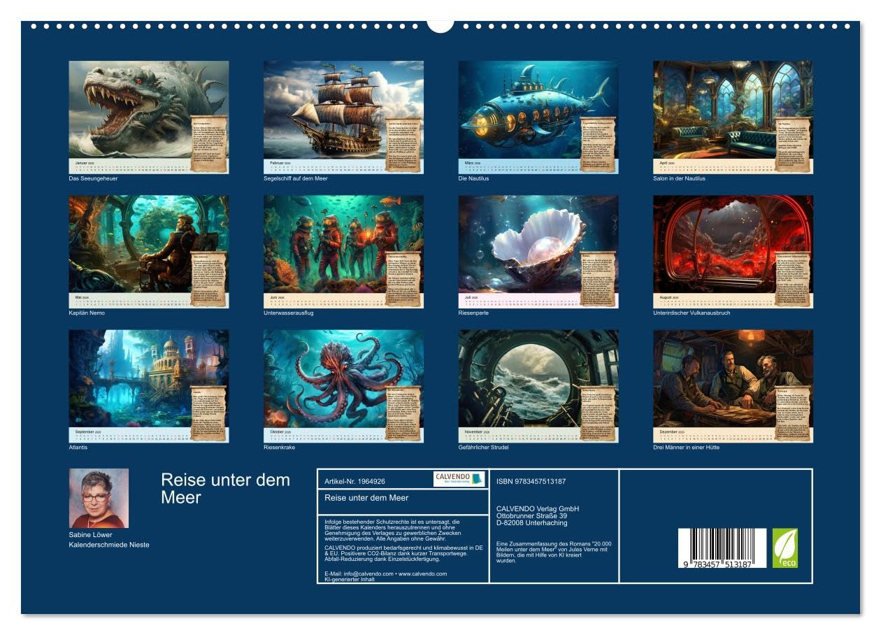 Reise unter dem Meer (hochwertiger Premium Wandkalender 2026 DIN A2 quer), Kunstdruck in Hochglanz: nach einem Roman von Jules Verne (CALVENDO Wissenschaft)