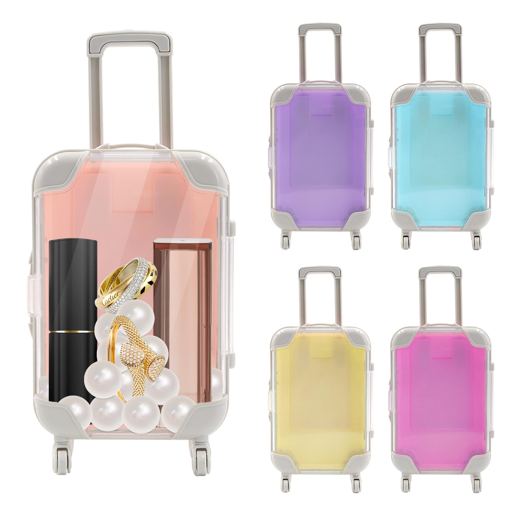 5 Colors Mini Suitcase Party Favor Box, Clear Tiny Suitcase Gift Box