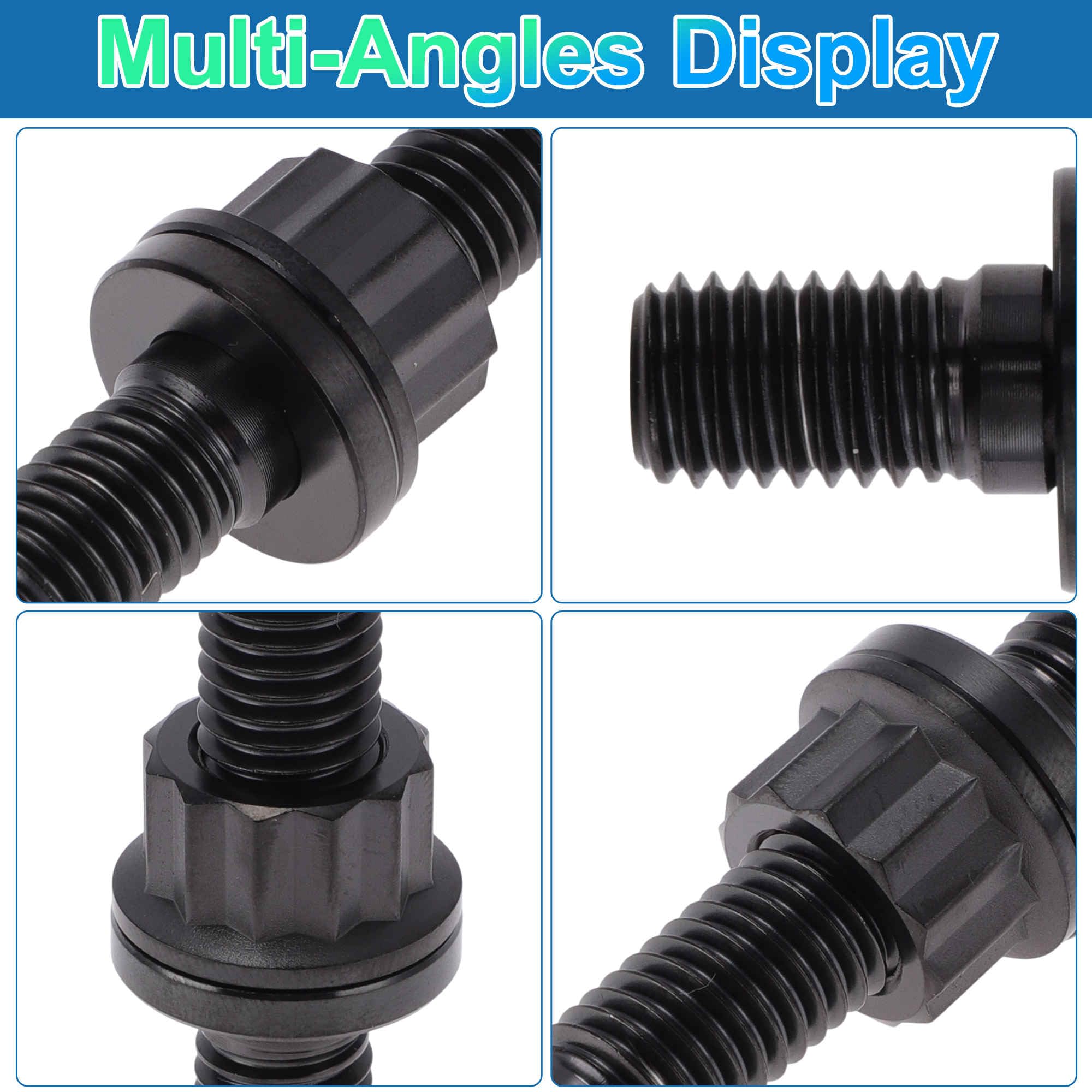 12 Set Viti Per Collettore Di Scarico In Lega Di Titanio M10x54mm Passo 1.5 Kit Viti Dado Rondella Nere
