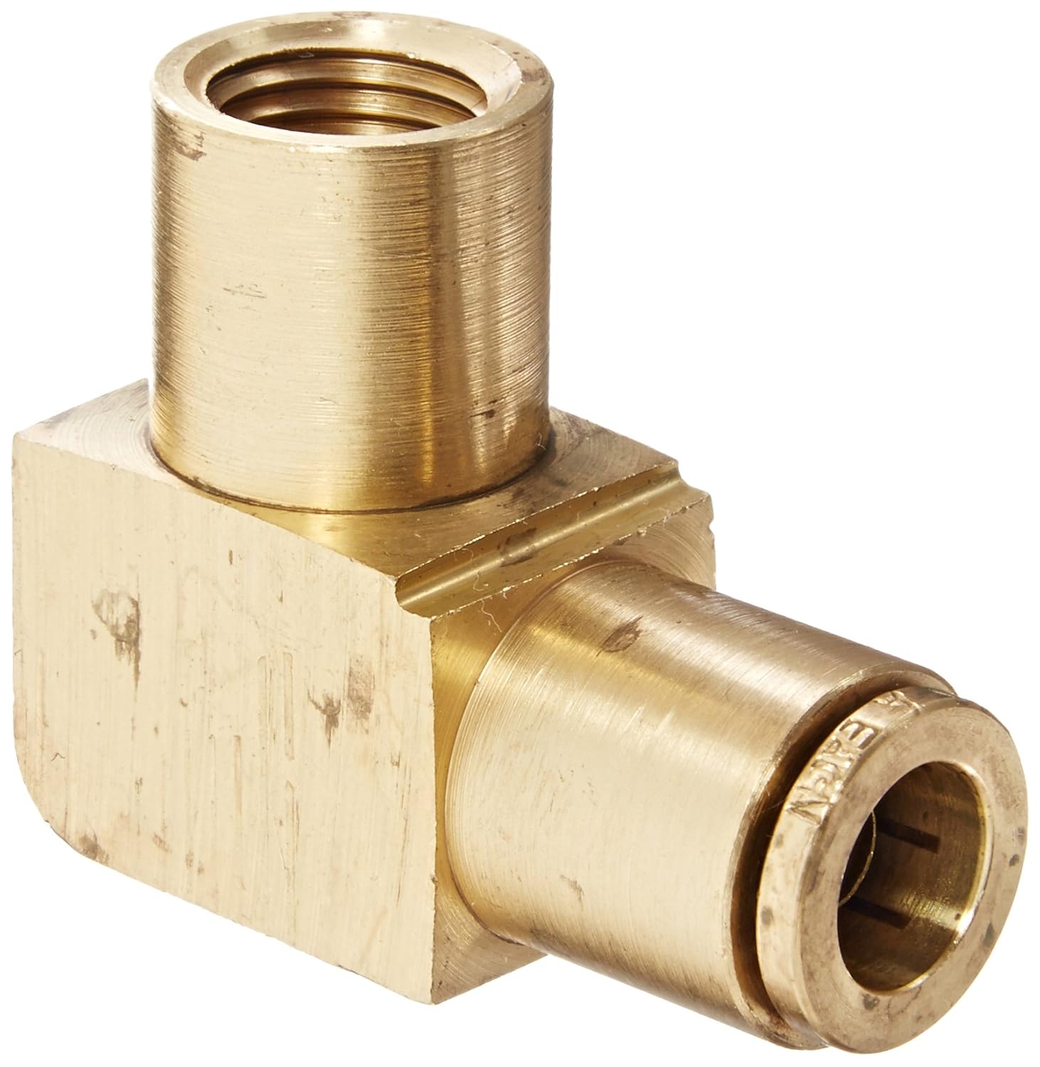 Eaton Weatherhead 1870X4 Brass CA360 D.O.T. Air Brake Tube Fitting, 90 Degree Elbow, 1/8" NPT Female x 1/4" Tube OD