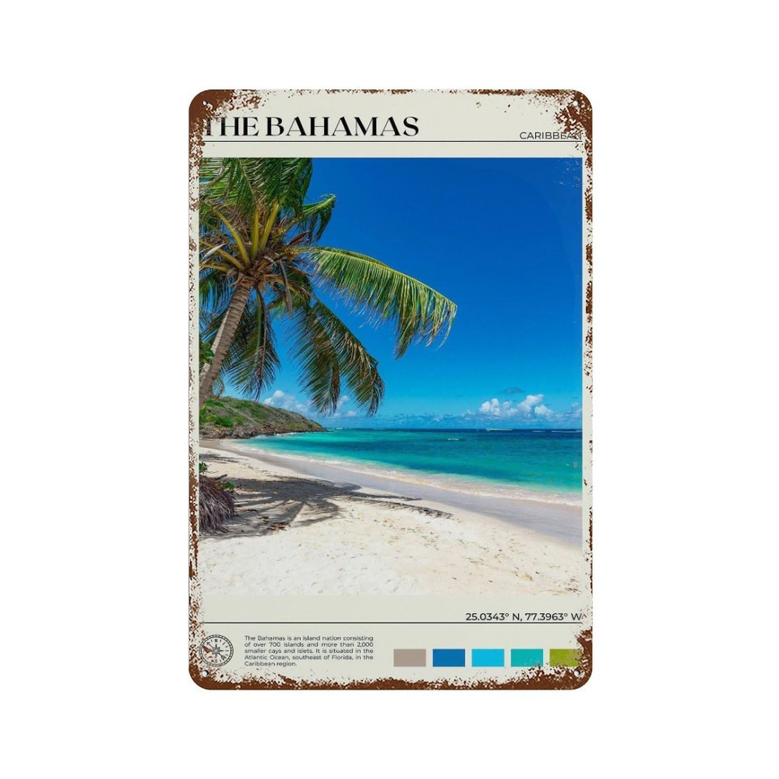 xiaoxiaoshen Real Photo The Bahamas Decor Wall Decor Art Metal Tin Poster Modern Home Decor Art Home Bar Shop Decorations Vintage Sign 30x20cm