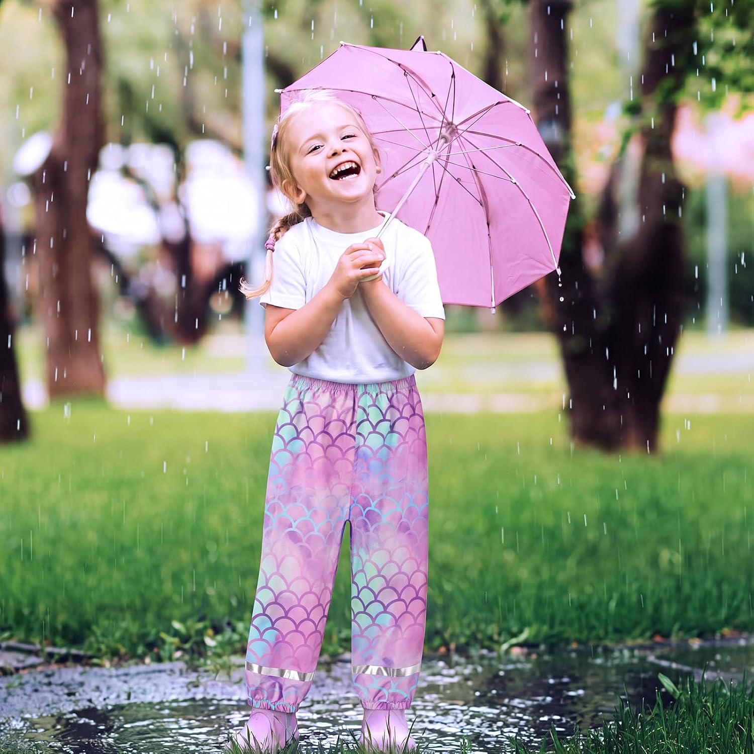 WAWSAM Kids Rain Pants Girls Boys Waterproof Outdoor Pants