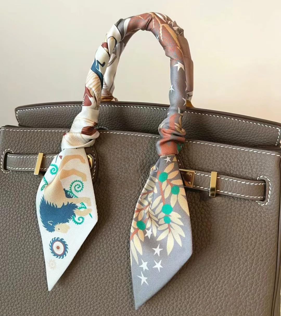 JERLA 100% Mulberry silk Scarf Head Hair Ribbon Handbag Handle wrap Tie Bundle Neckerchief Scarf for women men - Image 2