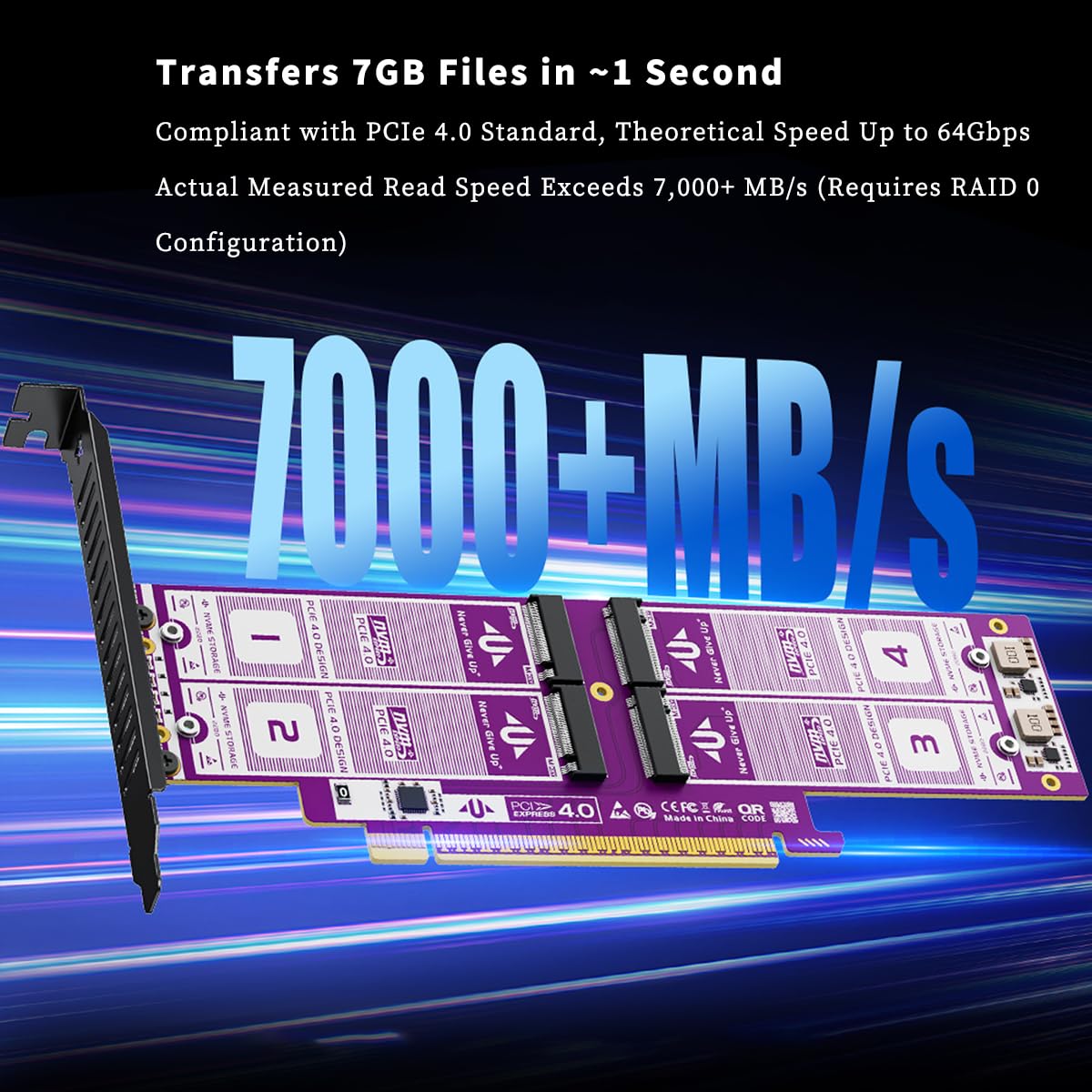 AU-P599 PCIe 4.0 X16 na 4Bay NVMe SSD karta rozszerzeń, adapter M.2 64 Gb/s, pozłacana płytka drukowana, szybki konwerter RAID0 NVMe na PCI Express do komputerów stacjonarnych