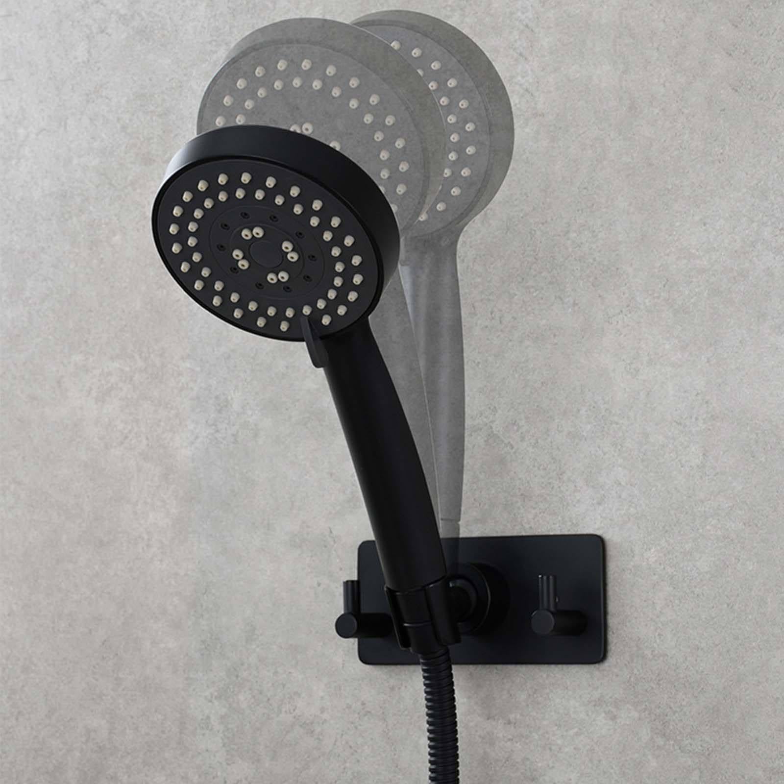 Soporte Ducha Pared Instalación de Perforación Soporte Alcachofa Ducha Rotación de 360° Soporte Ducha Acero Inoxidable Soporte de Ducha Simple Soporte para Ducha con Dos Ganchos
