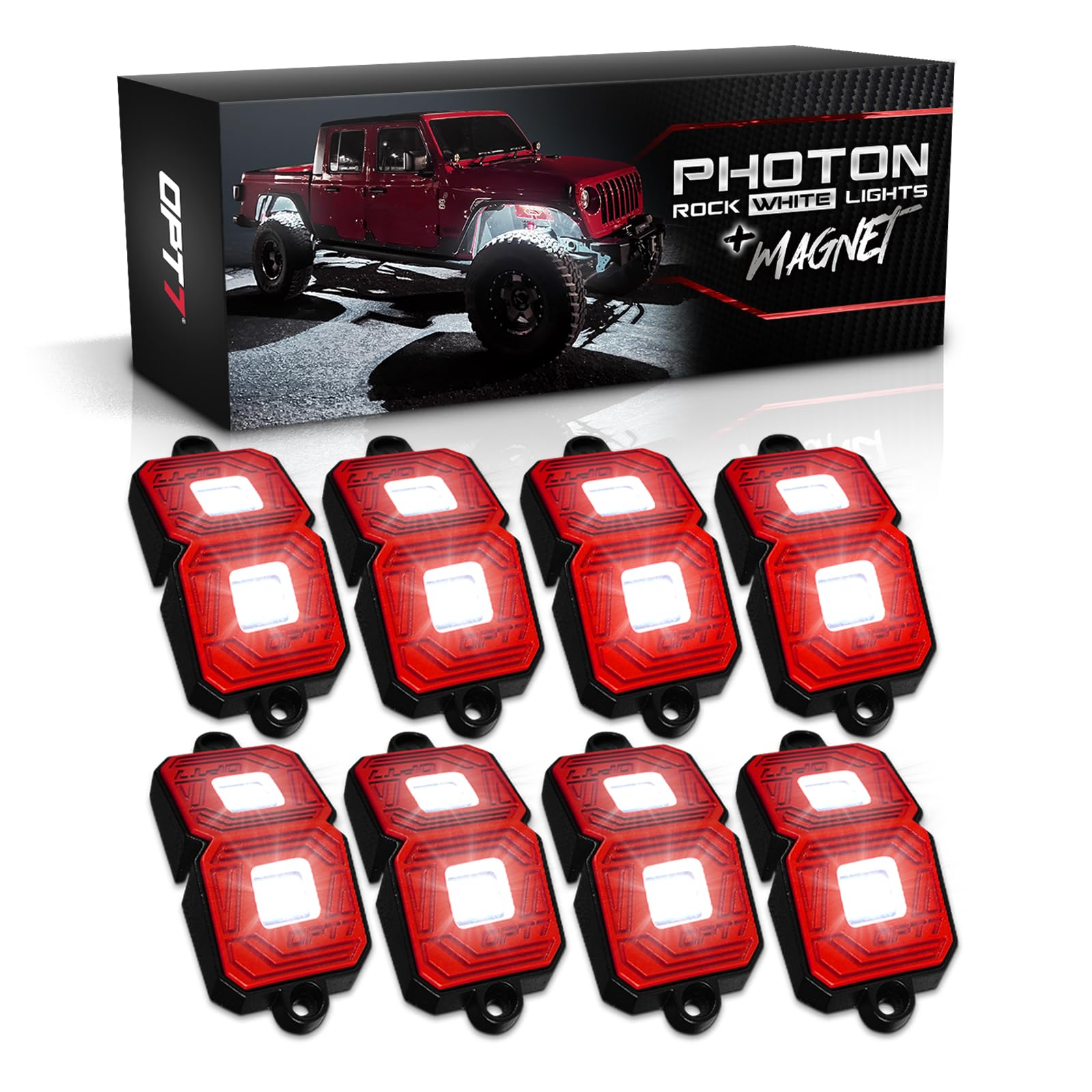 Amazon.com: OPT7 Photon Pure White LED Magnetic Rock Lights - 8