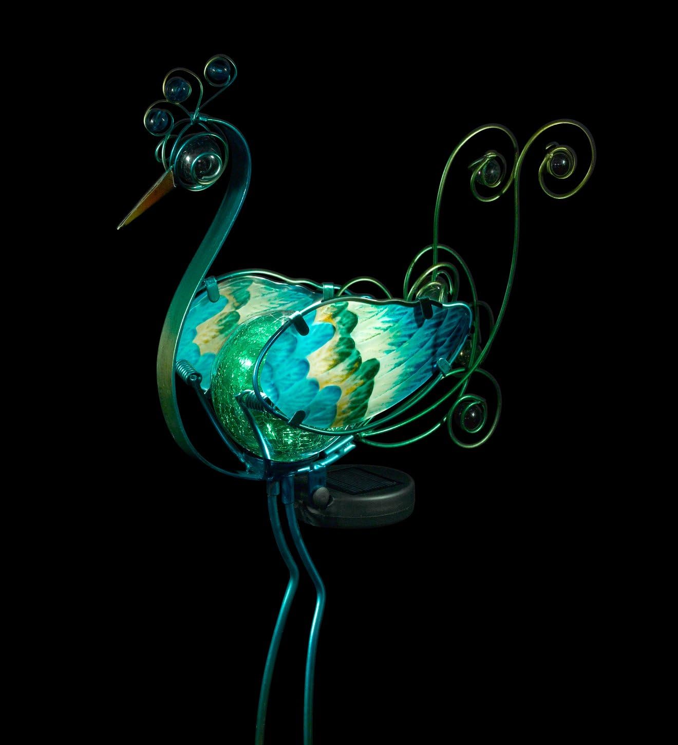 Regal Art & Gift 10658 Solar Peacock, Green Stake, 21"