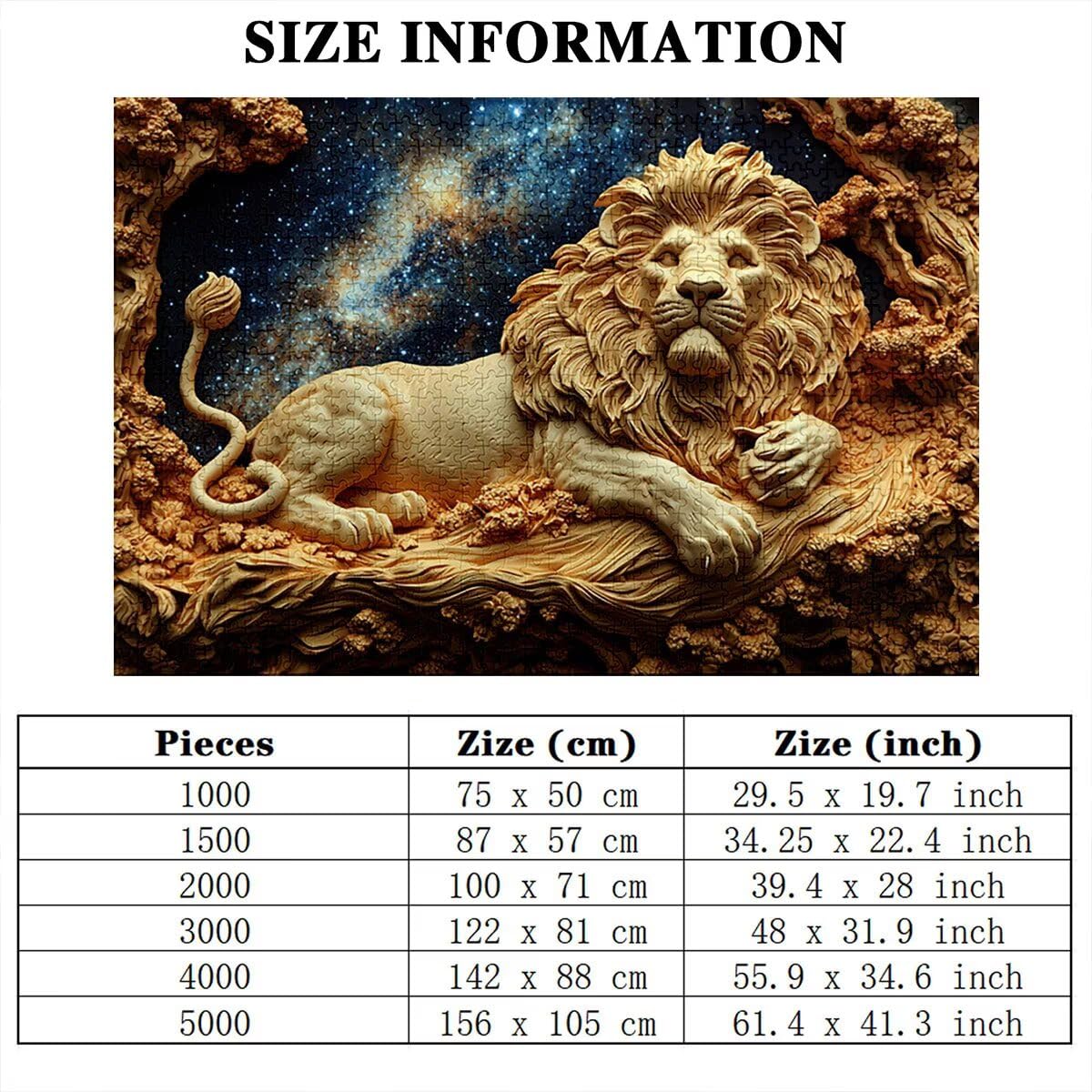 Puzzle 5000 elementów, lew, Starry Night Puzzle 5000 elementów dla dorosłych, drewniane puzzle dla dorosłych, wymagająca łamigłówka, gra logiczna dla całej rodziny, drewniane puzzle do dekoracji