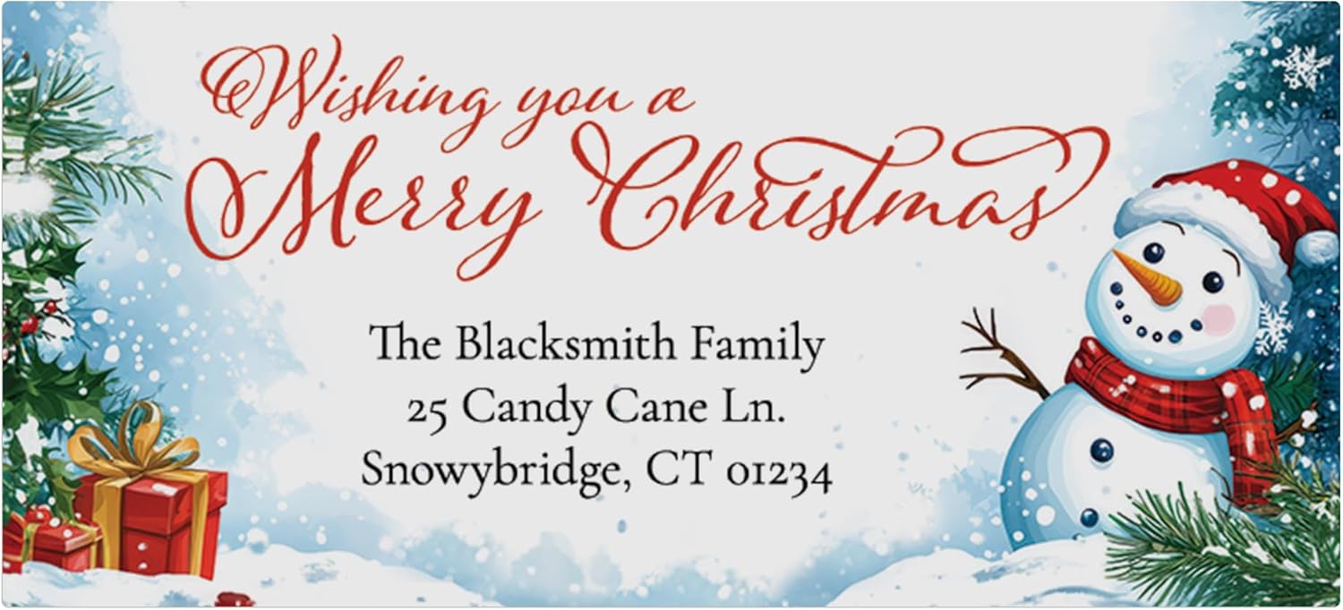 Happy Snowman Personalized Christmas Labels 120 Labels