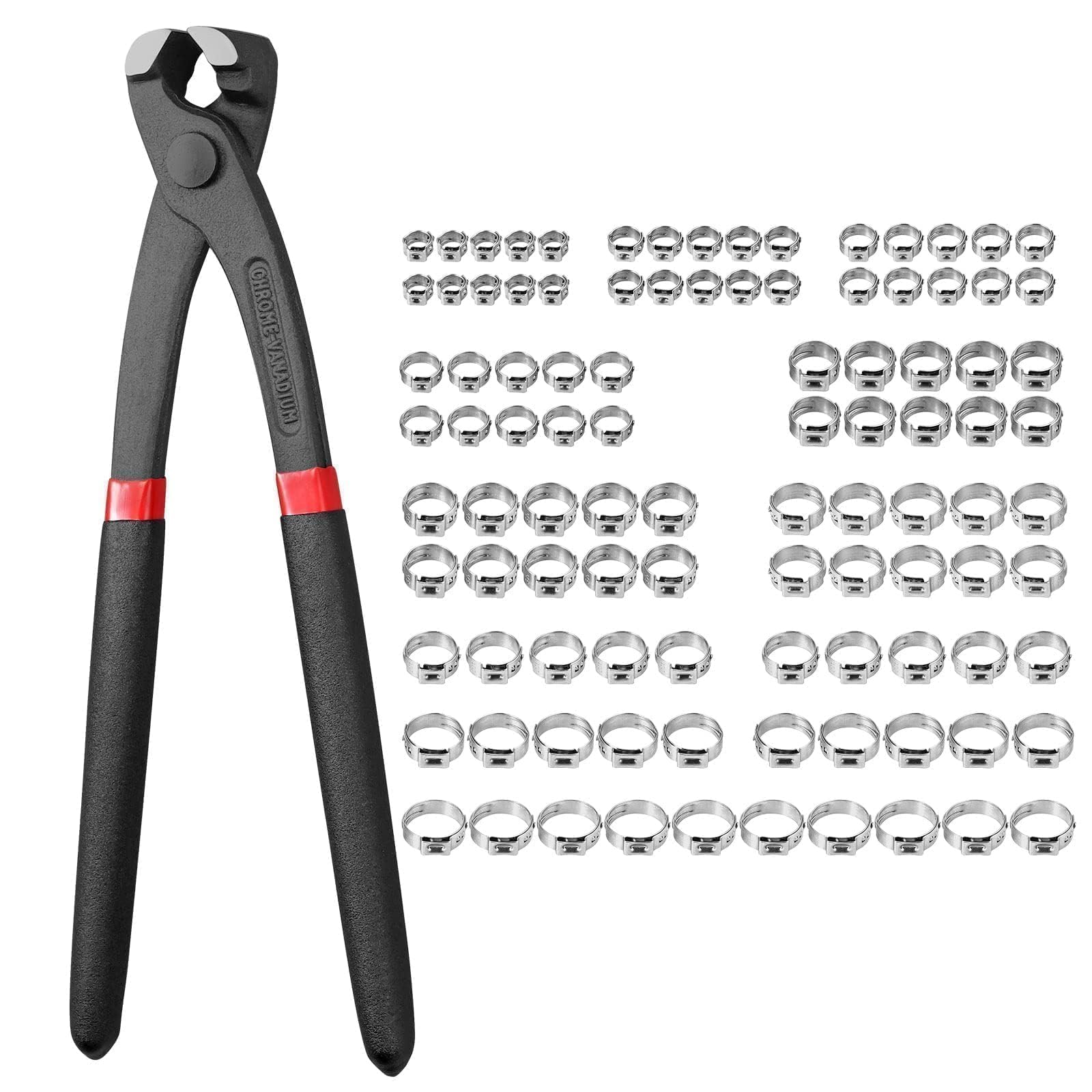 Lot 100 Colliers De Serrage Inox 304 + Pince - 5.8-21 Mm, Acier Inoxydable Anti-Corrosion, Pour Tuyaux Automobiles, Plomberie, Fixation