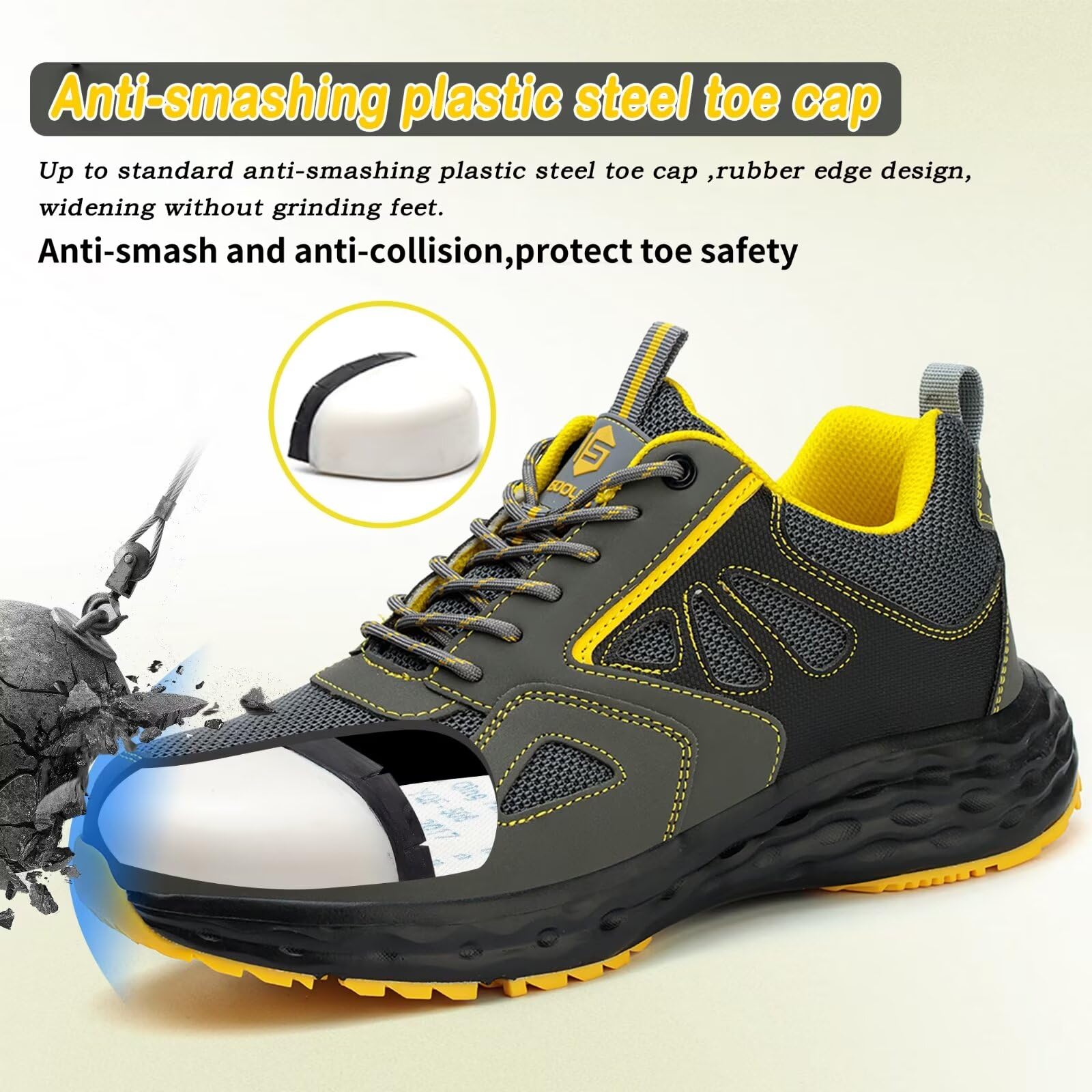 Scarpe Antinfortunistiche Uomo Donna Scarpe da Lavoro Leggero Comode Traspiranti Punta in Plastica Antiscivolo Cucina