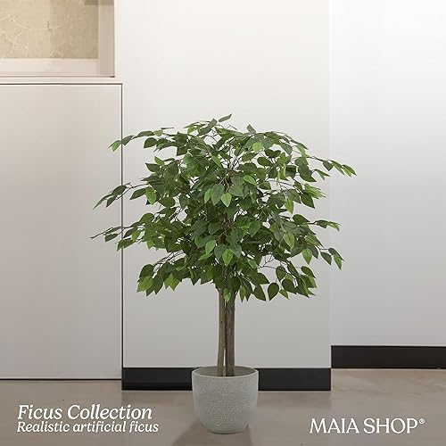 Miniatura 8 de Maia Shop Ficus, árbol artificial con troncos naturales, fabricado con los mejores materiales, ideal para decoración del hogar, planta artificial de