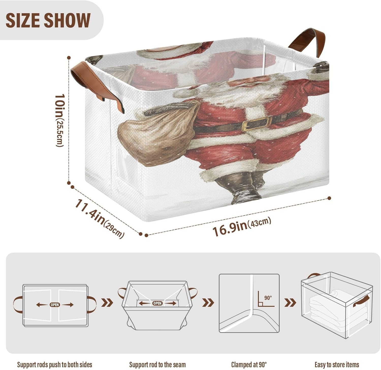 Christmas Man Snow 2 Pack Fabric Storage Bins for Shelves Collapsible Cube Storage Bin Basket Storage Cubes with Handle Under The Bed Storage Bins for Home Office Clothes Closet