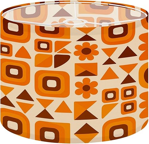 Lamp Shades Mid Century Modern Retro Orange Brown Geometric 70s Style Shapes Lampshades set of 2 Light Shade for Table Lamps Pendant Light Floor