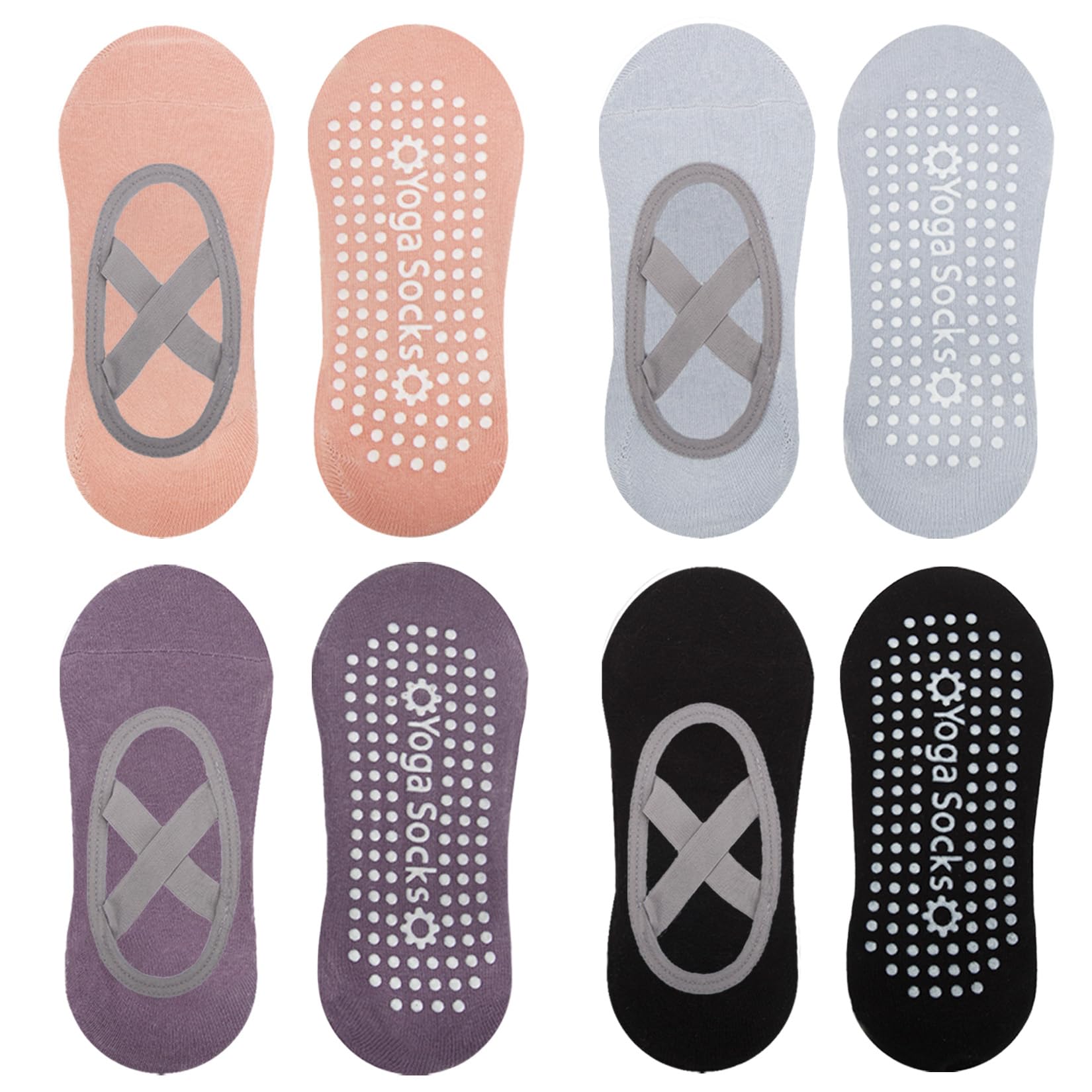 Lot Chaussettes Confortables Lot De 4 Paires De Chaussettes Yoga XNIVUIS - Antidérapantes Pour Pilates, Gym Et Entraînement à Domicile Training Femme