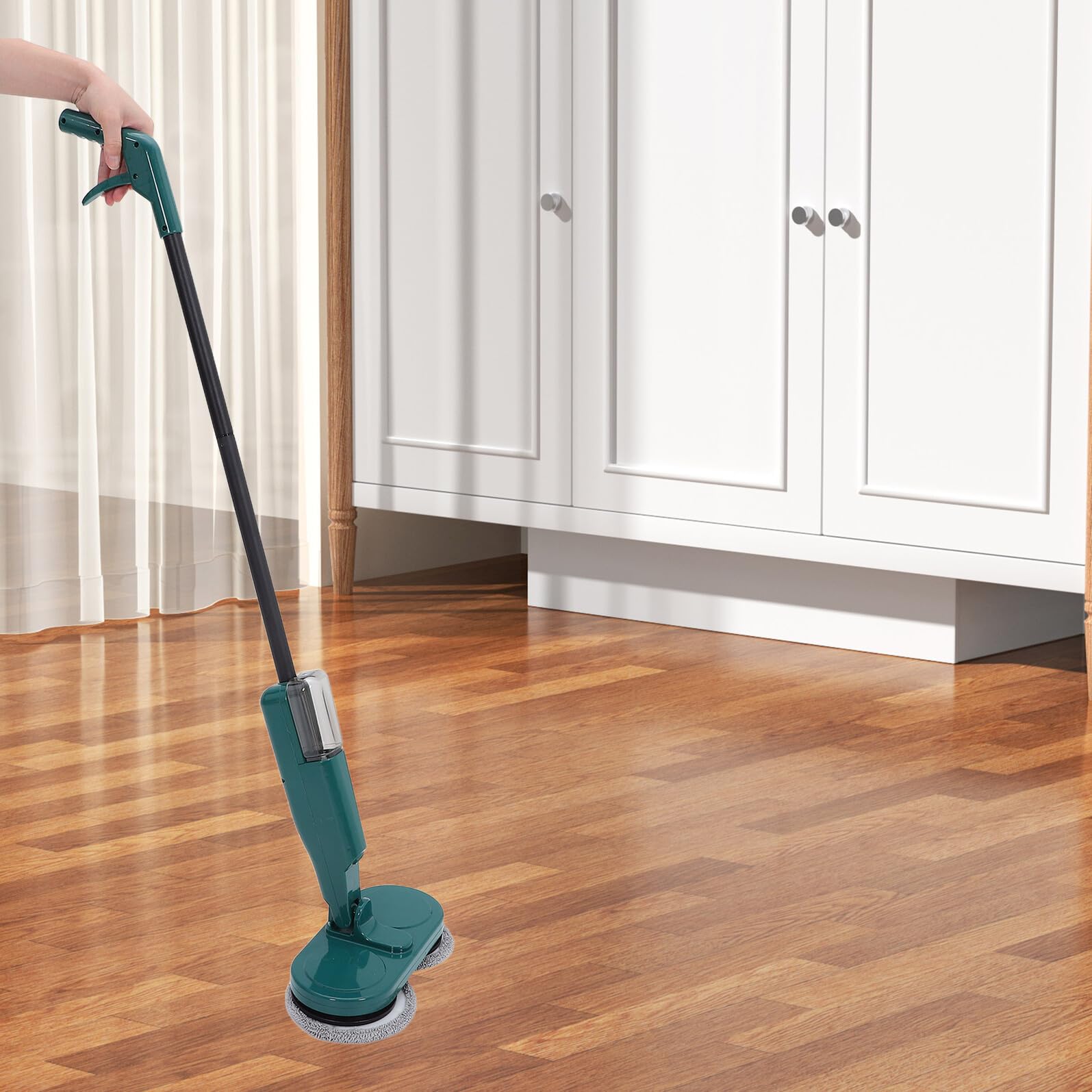 TOYANDONA Mopa Eléctrica Inalámbrica Verde S5 con Depósito de Agua, Limpiador de Pisos Eléctrico Rotativo y Recargable, Trapeador Doméstico para Limpieza de Suelos de Madera y Baldosas