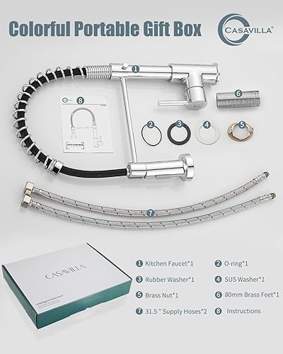 Miniatura 9 de Grifo de cocina, grifos de fregadero de cocina comercial con rociador extraíble, grifos de acero inoxidable para fregaderos de cocina, cabezal
