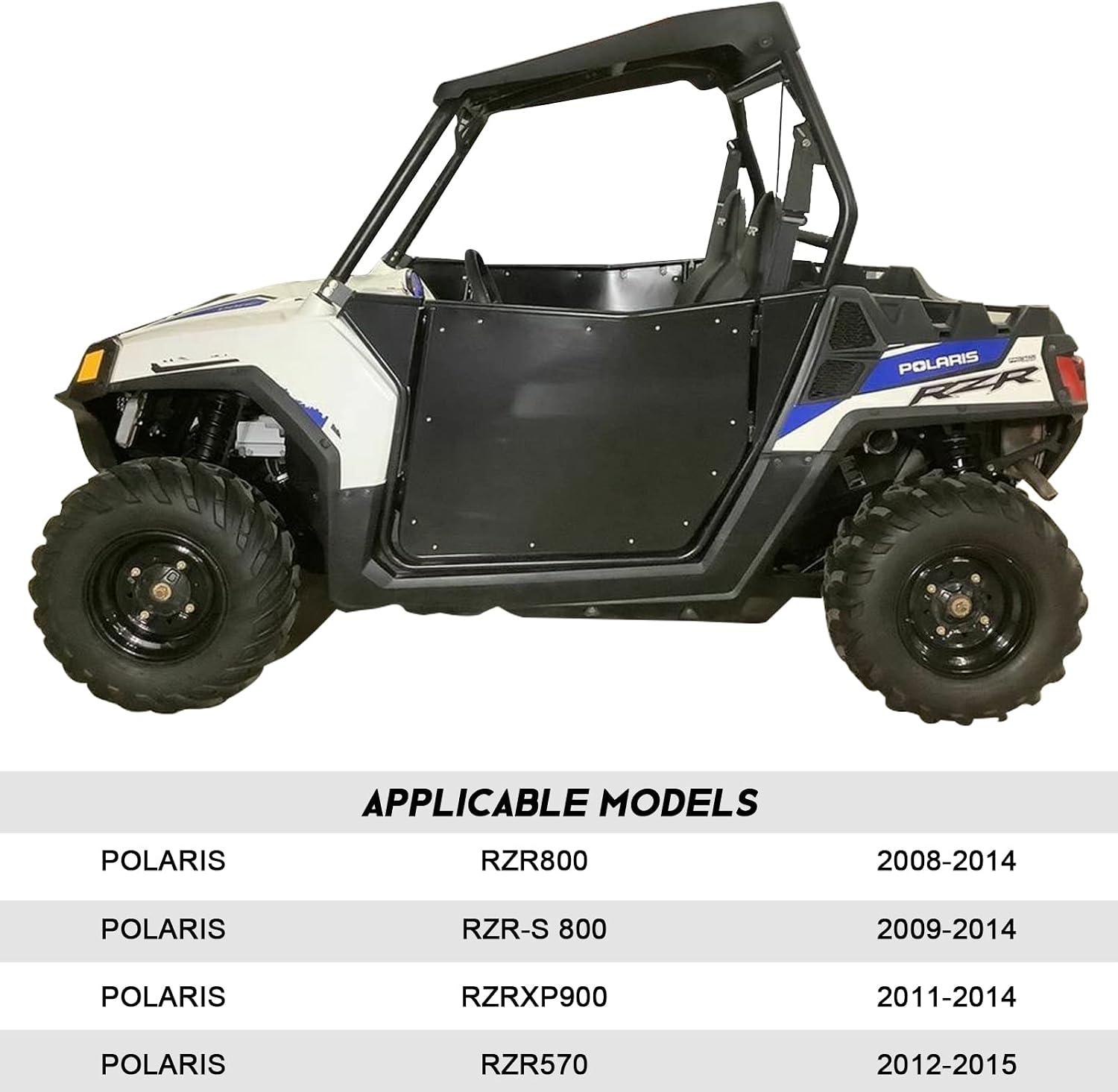 Metal Doors Compatible with 2008-2014 Polaris RZR 800, 2009-2014 Polaris RZR-S 800, 2011-2014 Polaris RZR XP 900, 2012-2021 Polaris RZR 570, Heavy Duty Dual Stage Slam Latch Aluminum Doors