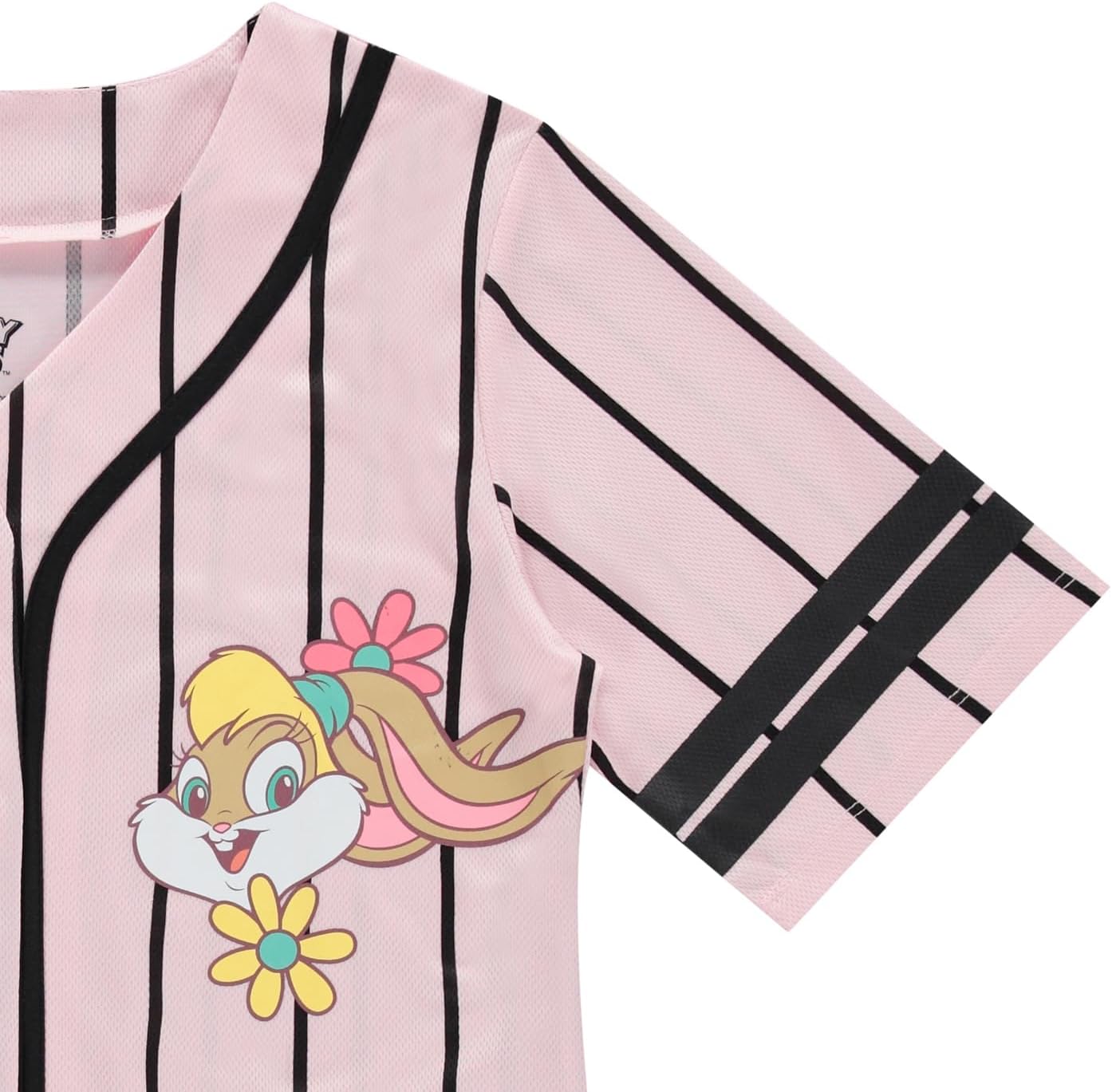 Looney Tunes Ladies Baseball Jersey - Lola Bunny, Tweety, Bugs and Taz Mesh Button Down Baseball Jersey