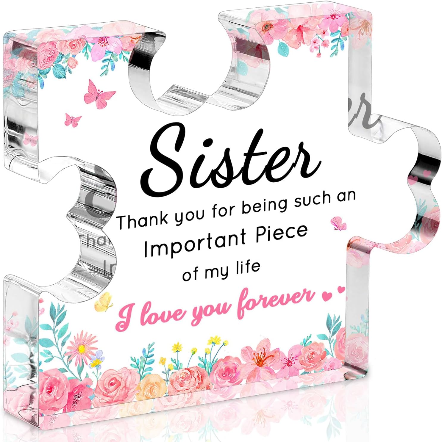 Sister Birthday Gifts, Valentines Day Gifts for Sister - Acrylic Puzzle Piece Plaque 4.7×3.8 inch, Sister Gifts from Sister, Sister in Law Gifts, Best Sister Ever Gift
