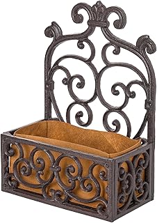 Sungmor Vintage Cast Iron Wall-Mounted Planter Basket with Fabric Liner,...