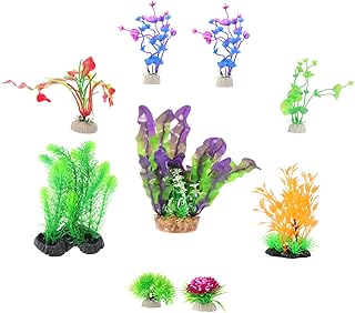 Mipcase 8Pcs Adorno Ornamento Esconderijo Paisagem Habitat Decorações Simulação Decoração Adorna Peixe Hidropônico Tanque Betta Micro Acessórios Artificiais Grama Aquática Para Pequenas