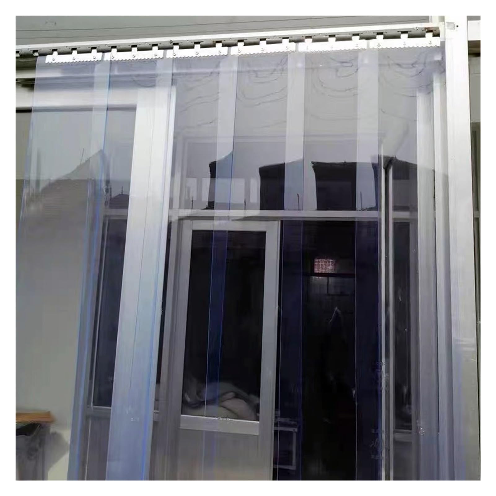 Bandes de rideau transparentes en PVC pour congélateur - Kit de porte en vinyle robuste de 1,5 mm (0,06 po) pour garage, chambre froide et entrepôt - 180 x 210 cm (70,87 x 82,68 po) - Isolat