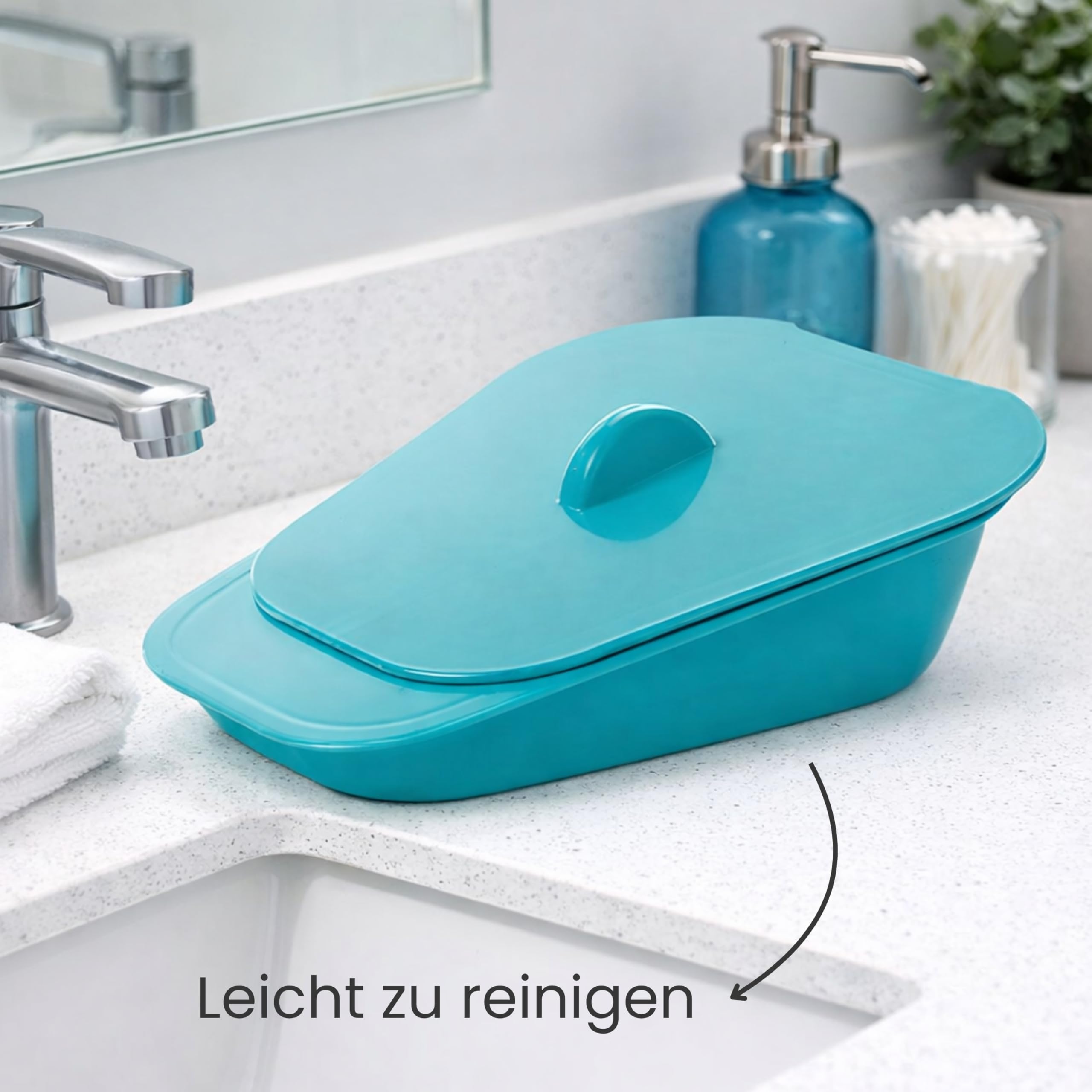 Performance Health Selina Slipper Bed Pan, Commode Pan for Elderly, Handicapped and Disabled, Lightweight Teal Colour