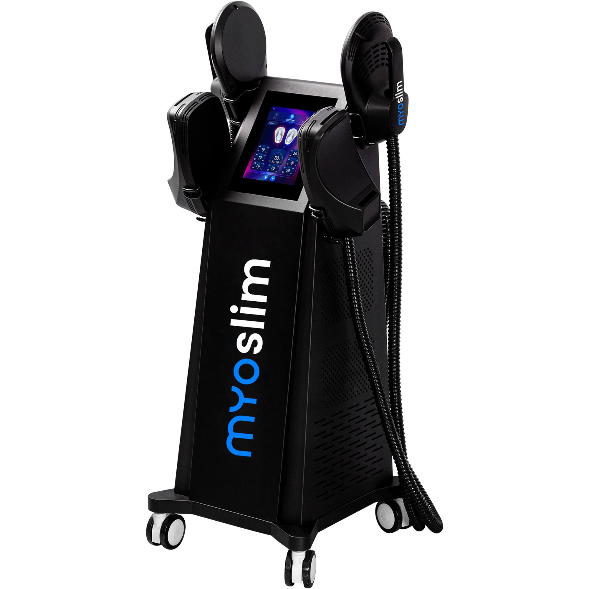 Dispositivo de electroestimulación muscular (EMS) para moldear el cuerpo, esculpir el abdomen, las caderas y los brazos, reafirmar la piel, apto para uso doméstico o profesional, 4 asas, color negro