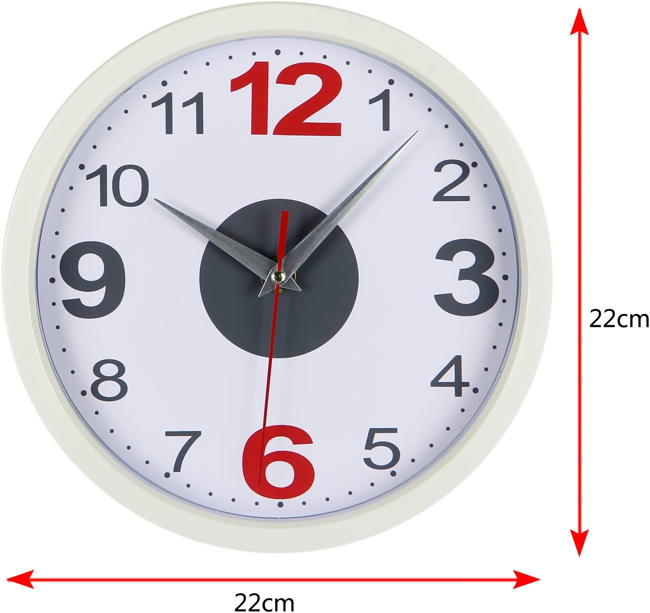 RUIFA Indoor Quiet 8-Inch Precedent Decorative Wall Clock with Arabic Numerals (White)