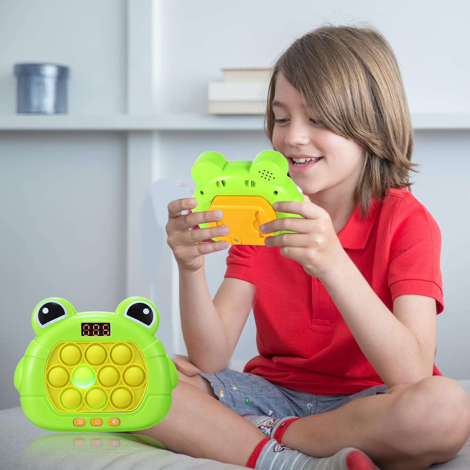 Gra Typu Fast Push z Ekranem, Urocza Gra Fidget Urzadzenie Przenosne Podswietlana Gra Typu z 6 Trybami Gry Zabawki Fidget dla Dzieci Prezent Urodzinowy (Zielona Zaba)