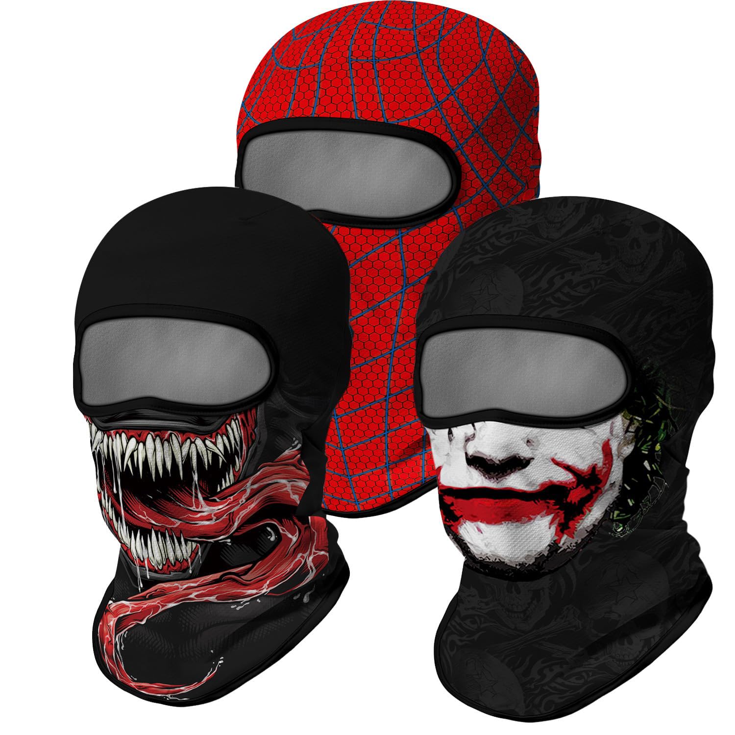 Red Plume 3PCS Balaclava Full Face Mask Ski Mask UV Protection Cover Motorcycle Full Face Mask for Men Women Outdoor Sports