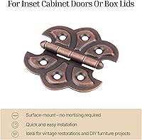 Vista 2 de Bisagras de mariposa chapadas en cobre antiguo, paquete de 2, bisagras de puerta de gabinete de montaje en superficie, herrajes para muebles