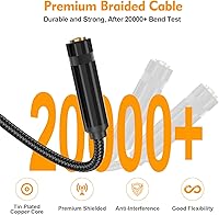 Vista 5 de HOSONGIN - Cable de inserción divisor en Y estéreo de 1/4 TRS a dual de 1/4 TS mono, con conector chapado en oro, blindaje doble y funda de nylon