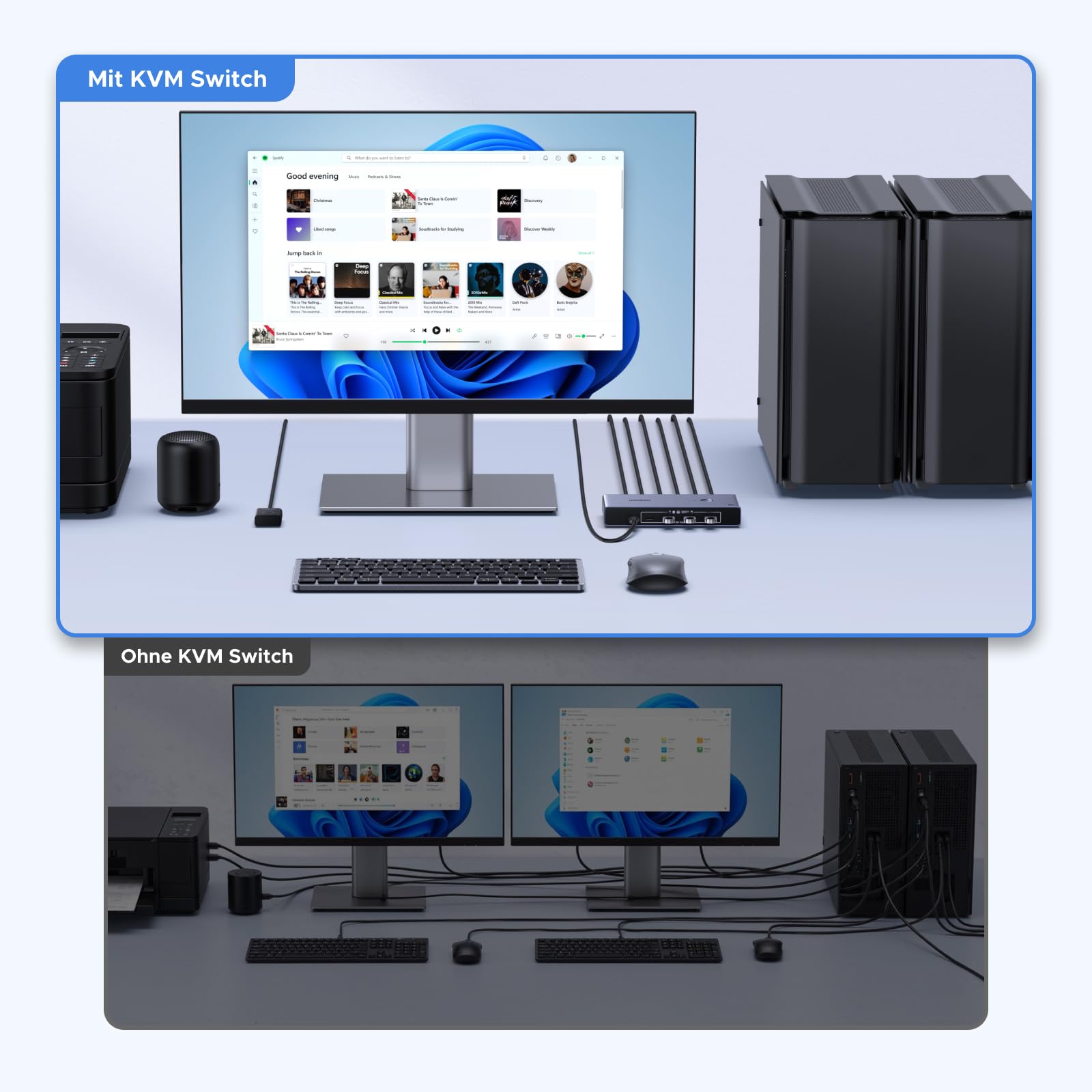 UGREEN DP 1.4 KVM Switch 8K@60Hz 2 PC 1 Monitor mit 4 USB 3.0 Ports | KVM Switch 8K60Hz 4K240Hz 4K120Hz kompatibel mit Windows, MacOS und Linux