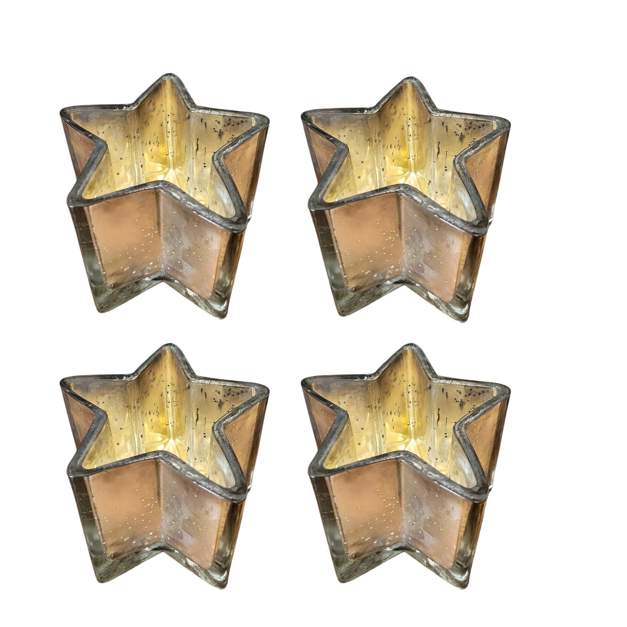 4X Adventskranz Teelichthalter Silberner Stern