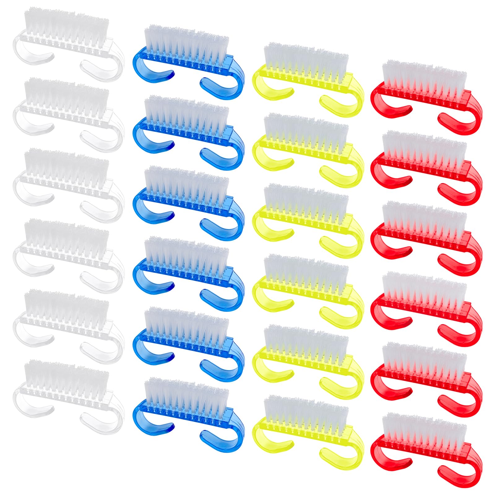 24 Pack Mini Nail Brushes, Colorful Handle Grip Nail Brush, Fingernail Scrub Cleaning Brushes for Nails and Toes Women Men, 4 Colors