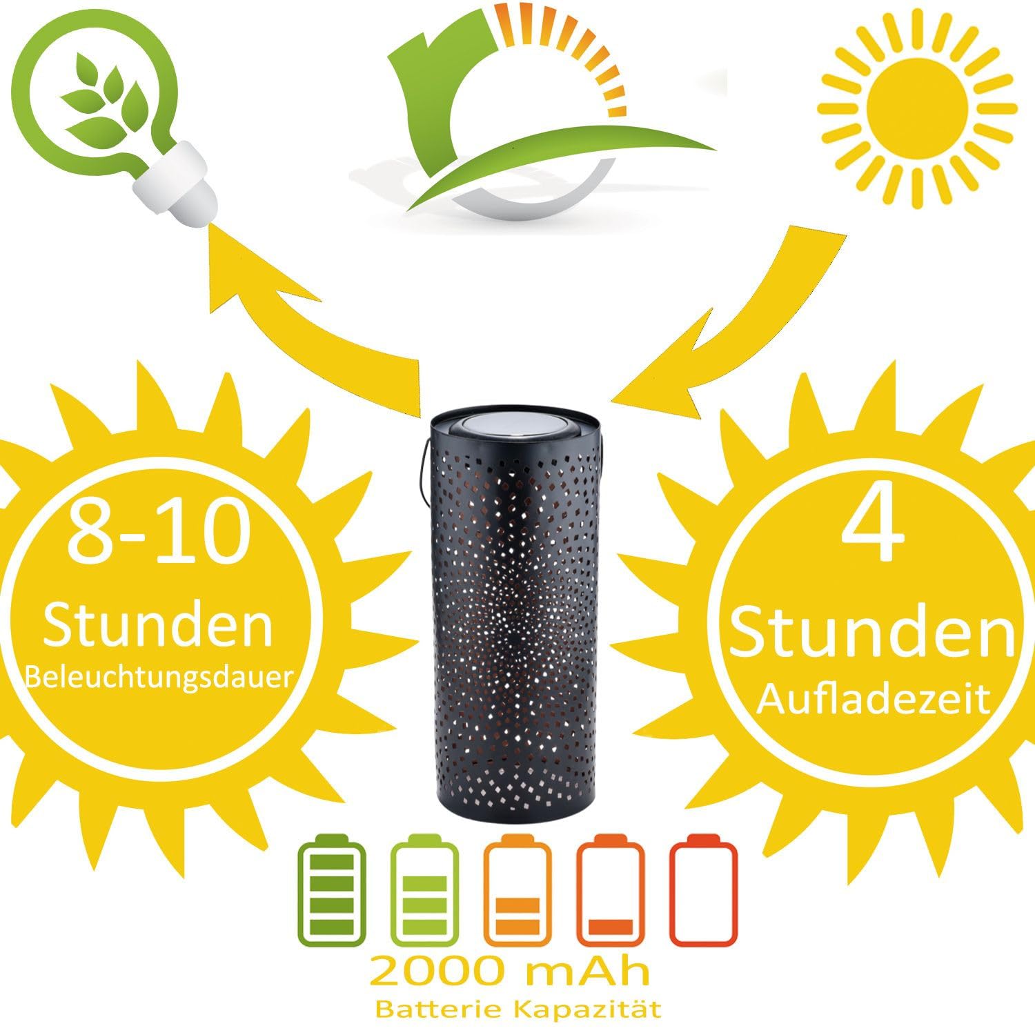 2er Set Vintage Solarlaterne Swann modern aus Metall in Schwarz 30 cm