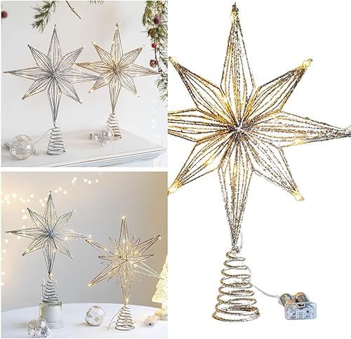 Decoración de árbol de Navidad con luces LED para árbol de Navidad, funciona con pilas, decoración de Navidad, adorno de cuerda para Año Nuevo,