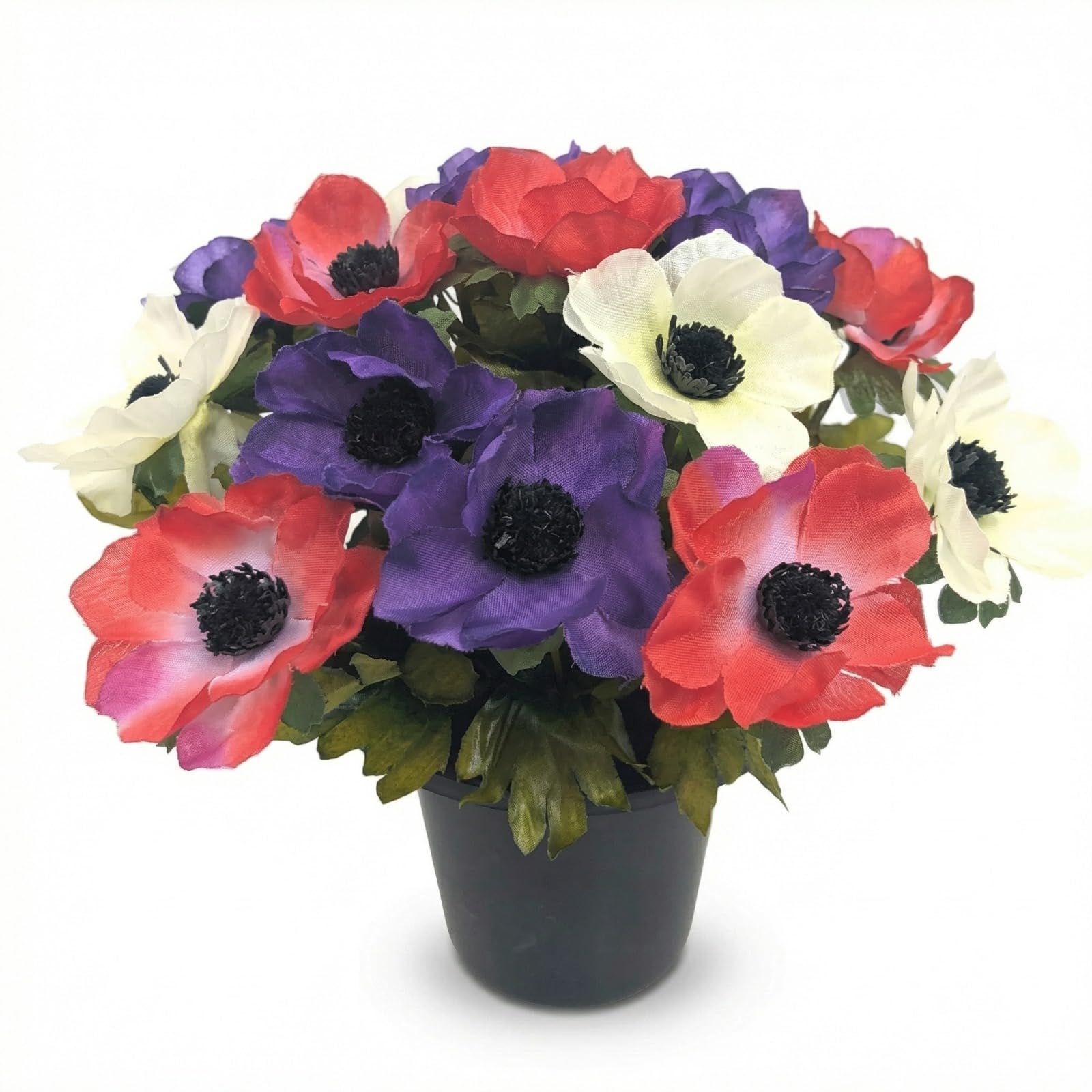 Homesecret Pack 1 Artificial Flowers for Graves in Pots | 12 Head Purple/Red/White Grave Flower Pots | Perfect for Enhancing Memorial & Cemetery Decor | Elegant Design for a Lasting Funeral Tribute.
