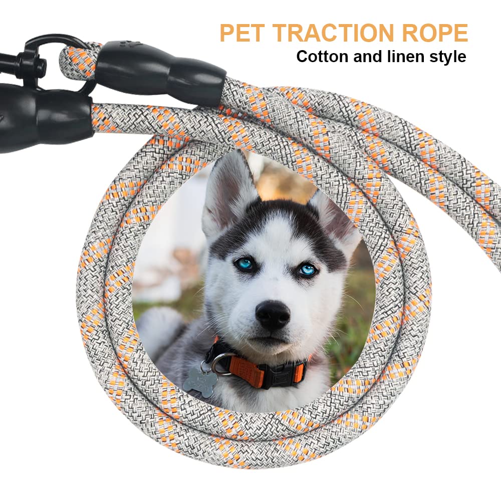 Laisse double pour chien, réfléchissante et résistante pour chiens de petite, moyenne et grande taille, laisse en corde, pivotante à 360 °, sans nœuds, avec poignée confortable, support supplémentaire