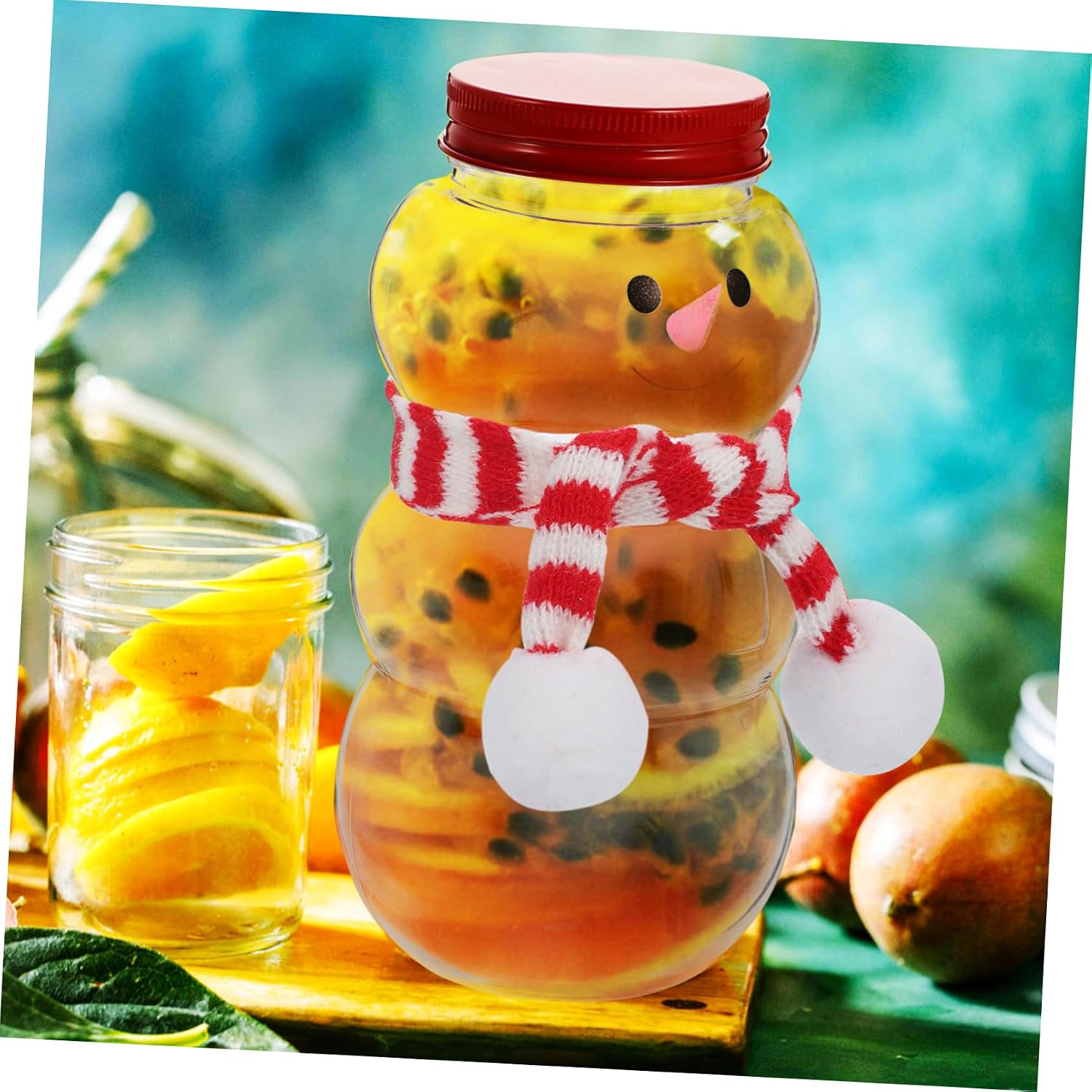 10sets Snowman Beverage Bottles with Sealed Lids and Scarves for Christmas and Candy Storage for Festive Parties and