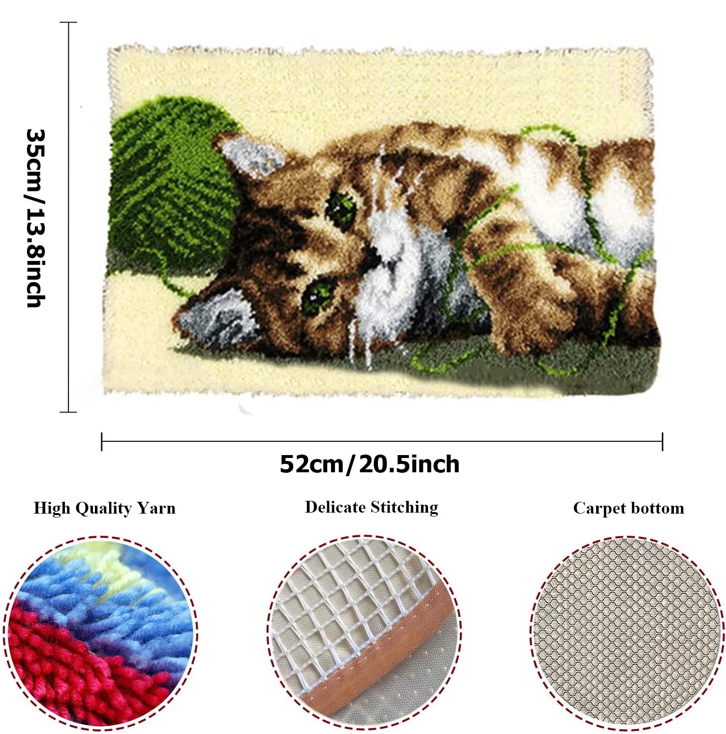 Kit Tapis à Crochet Deux Hiboux - WallustrioaW 52x38cm, Loisir Créatif Pour Adultes Et Enfants, Décoration Intérieure