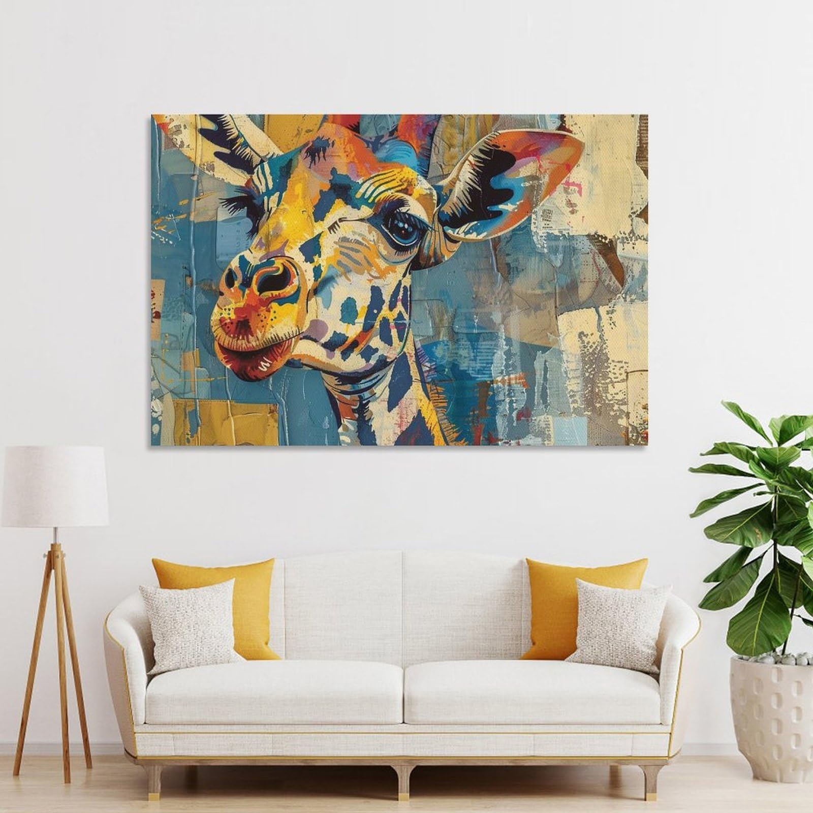 Junmoney Unframe-Style-1 Canvas Wall Picture Giraffe 63, 16X24inch(40X60cm), For Bedroom, Lounge Or Dressing Area, Stylish Decor For A Restful Room Update