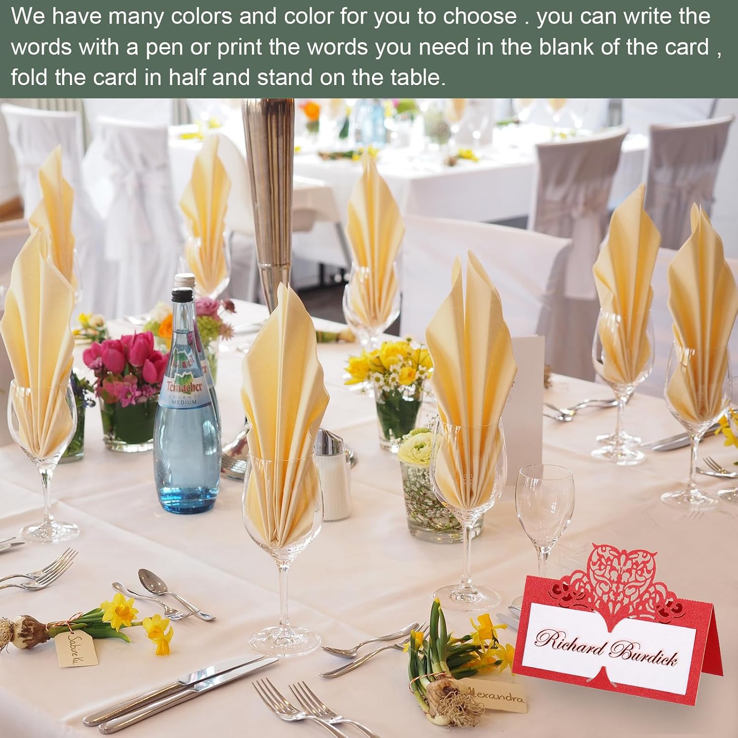 YOKIVE Place Cards for Table Setting, 50Pcs Name Cards Wedding Place Cards Table Place Cards Butterfly Blank Card for Wedding Reception Dinner Party, Red