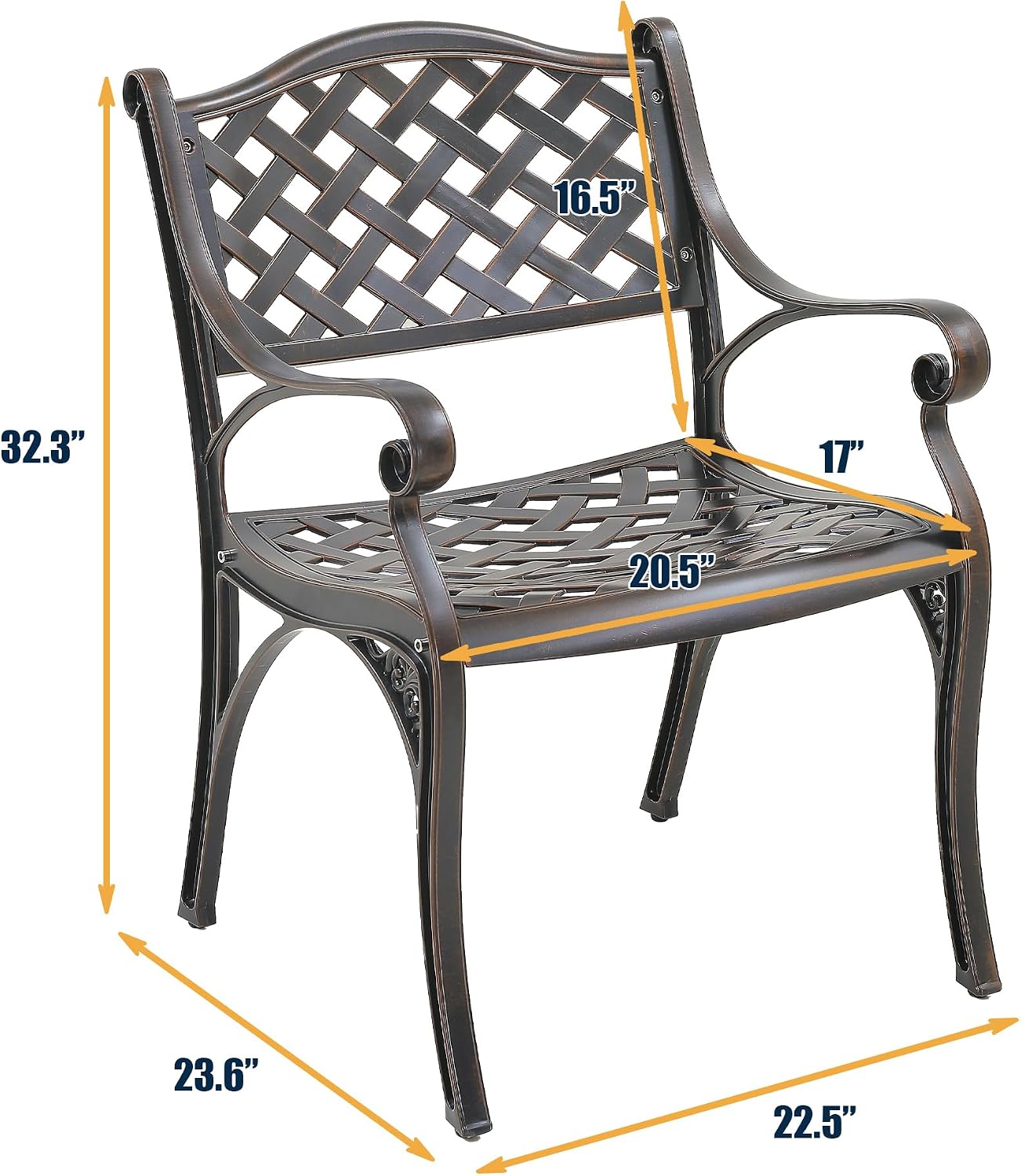 Dimensions of MONDAWE Outdoor Dining Chair