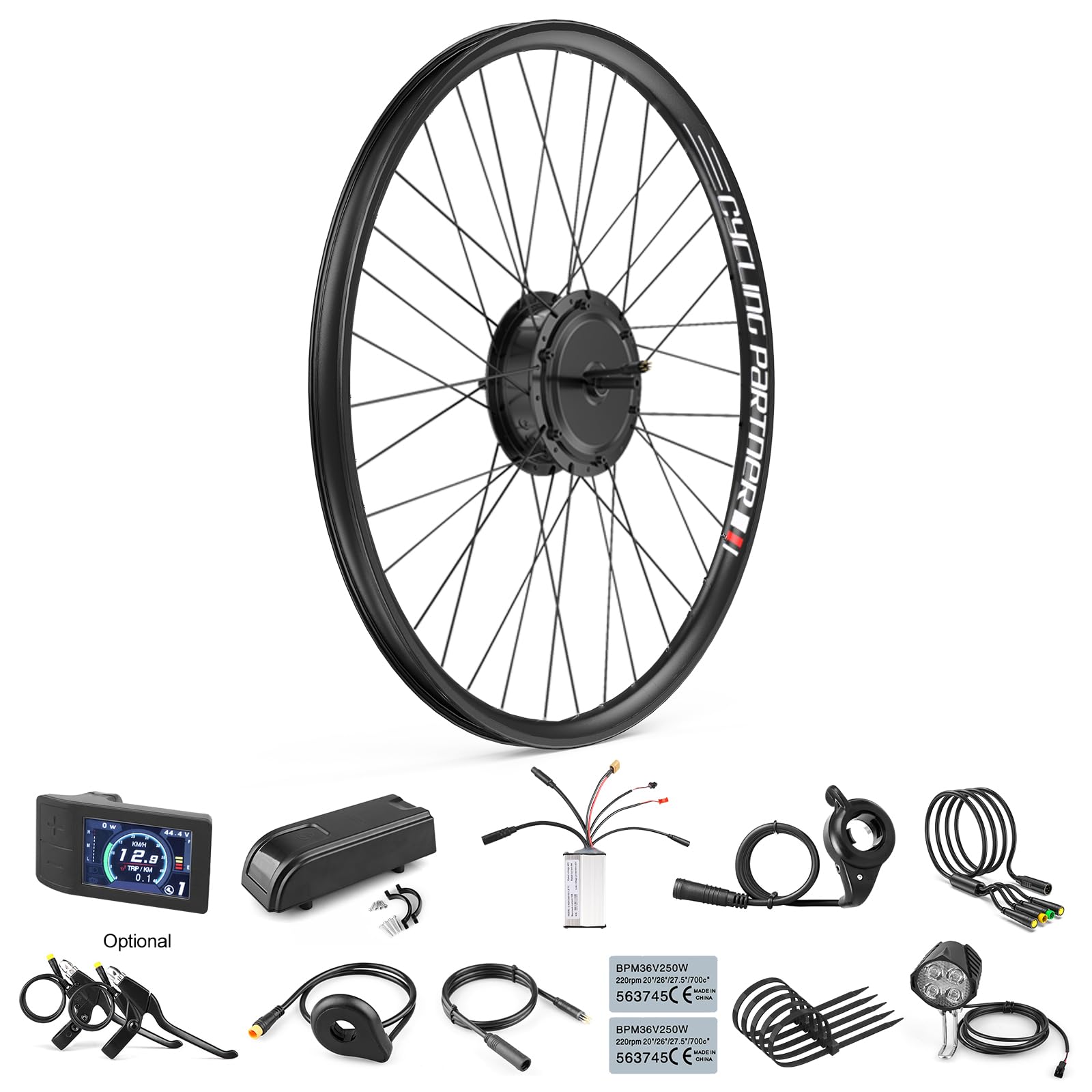 Bafang 48V 500W Front Wheel Hub Assembly Motor Kit Electric Bike Conversion Kit for 26 Inch, 700C(28") Front Wheel Electric Bike Kit with Optional Display