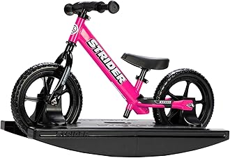 12” Sport Bike (Pink) + Rocking Base - Helps Teach Baby How to Ride a Balance Bicycle - for Kids 6 Months to 5 Years - Easy Assembly & Adjustments, PROCK-ST-S4PK