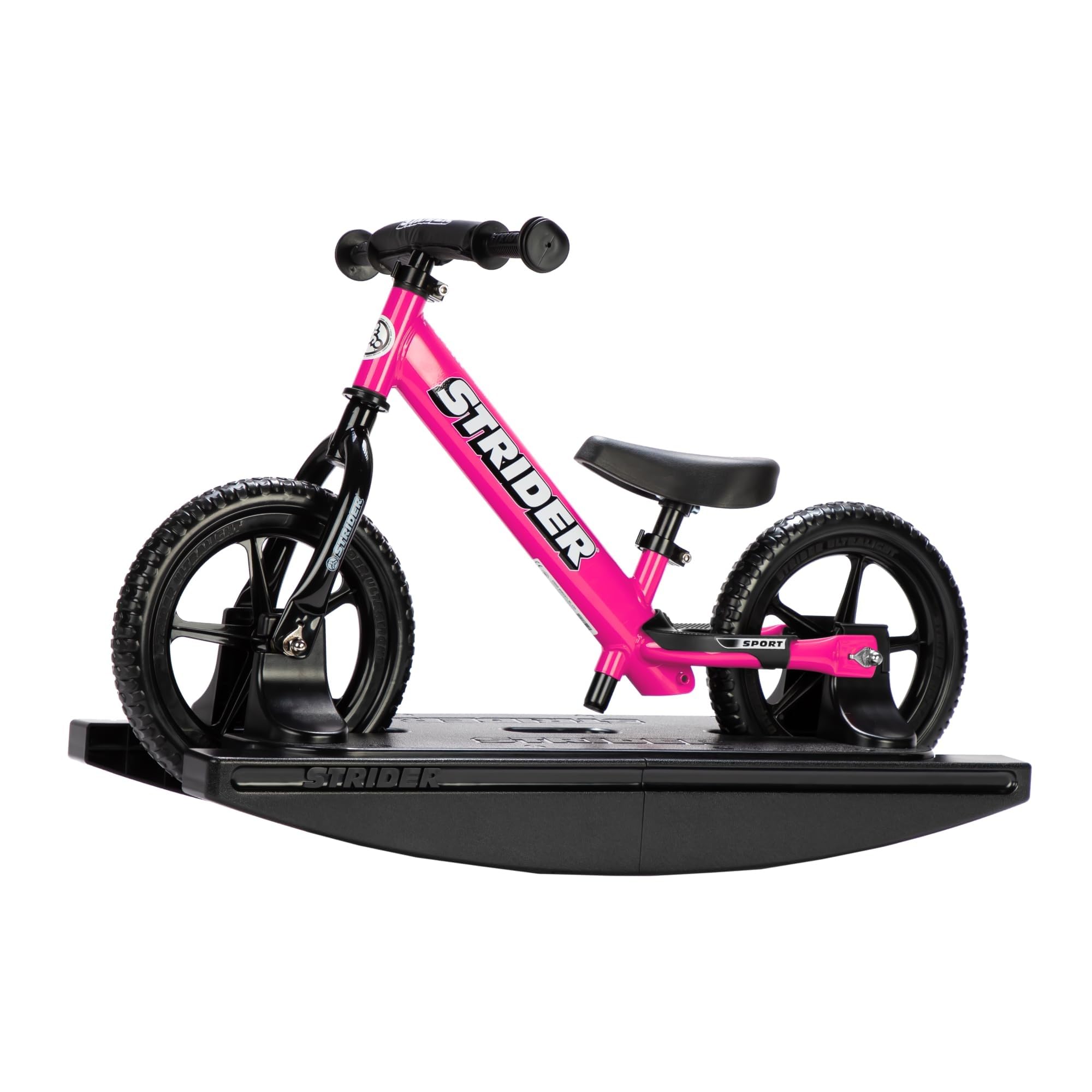 12” Sport Bike (Pink) + Rocking Base - Helps Teach Baby How to Ride a Balance Bicycle - for Kids 6 Months to 5 Years - Easy Assembly & Adjustments, PROCK-ST-S4PK
